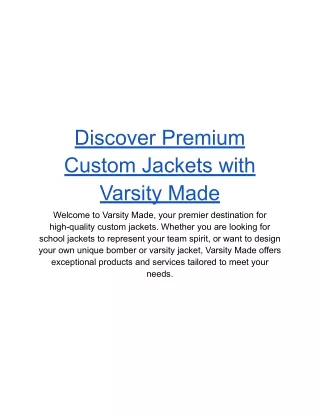 Discover Premium Custom Jackets with Varsity Made