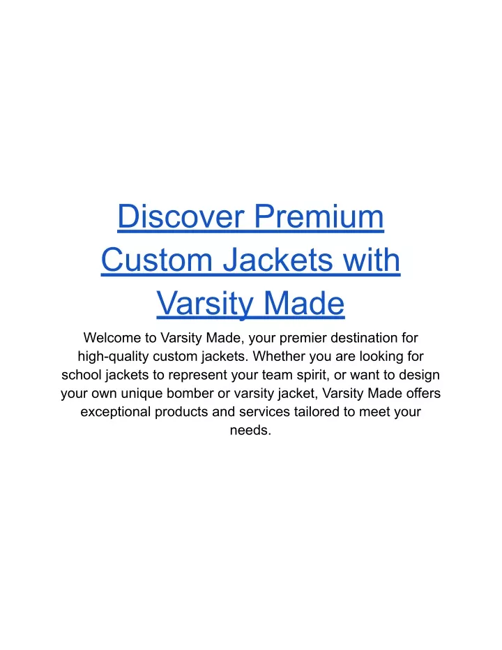 discover premium custom jackets with varsity made