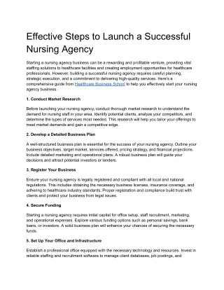 effective steps to launch a successful nursing