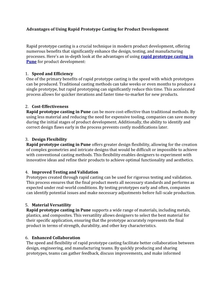 PPT - Advantages of Using Rapid Prototype Casting for Product ...