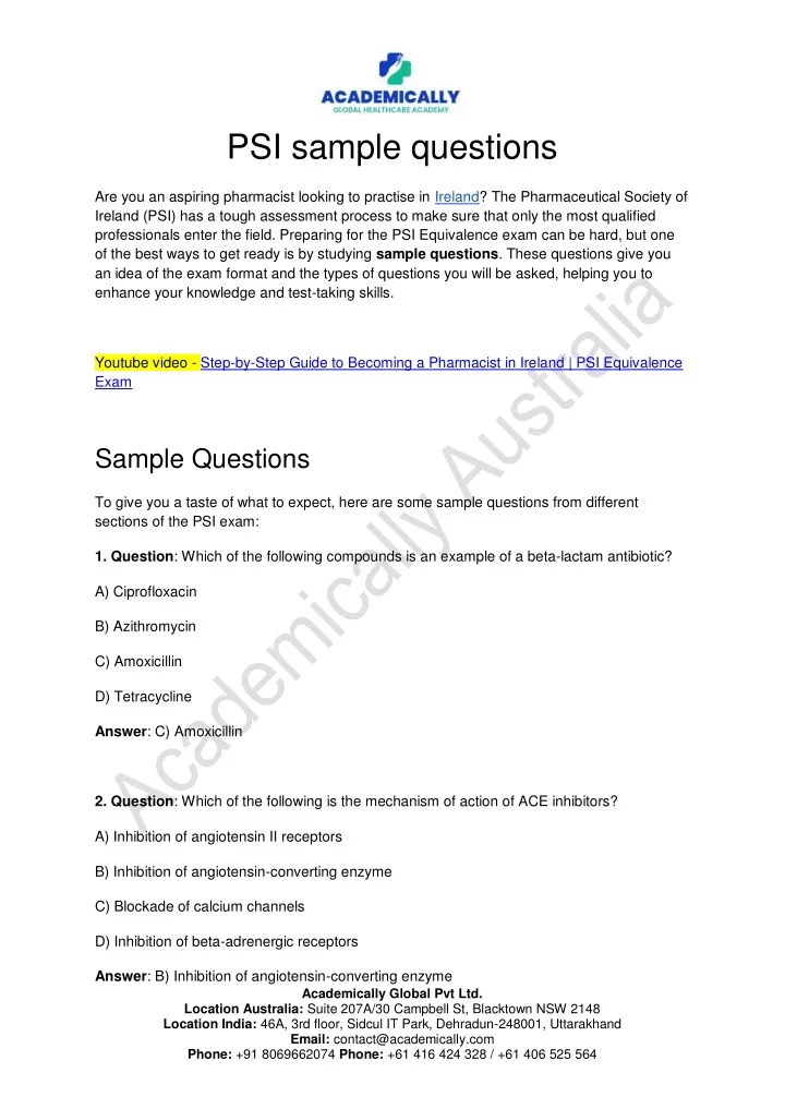 psi sample questions