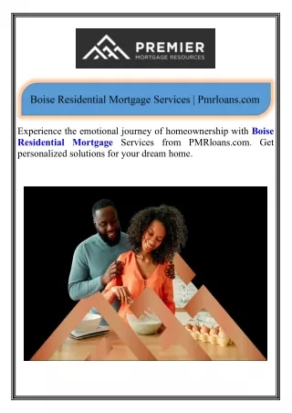 Boise Residential Mortgage Services Pmrloans.com