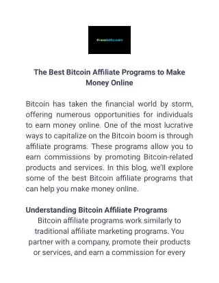 The Best Bitcoin Affiliate Programs to Make Money Online
