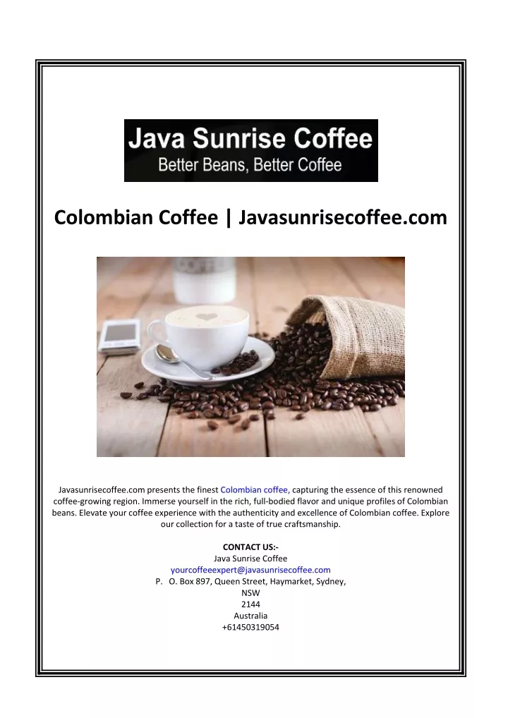 colombian coffee javasunrisecoffee com