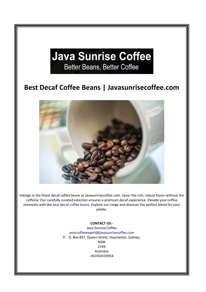 best decaf coffee beans javasunrisecoffee com