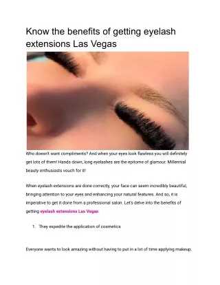 Know the benefits of getting eyelash extensions Las Vegas