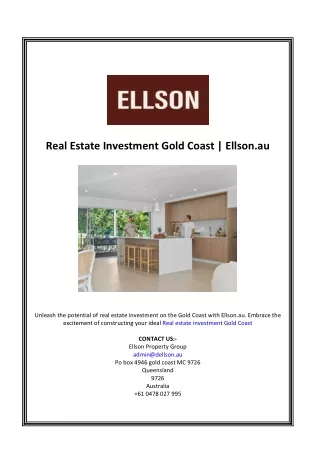 Real Estate Investment Gold Coast | Ellson.au