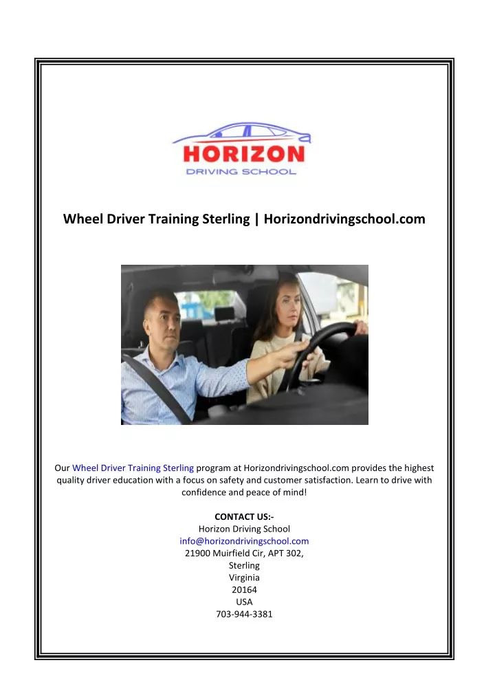 wheel driver training sterling