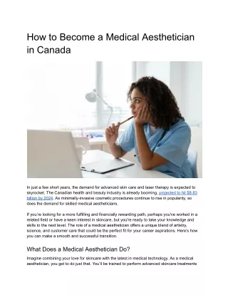 How to Become a Medical Aesthetician in Canada