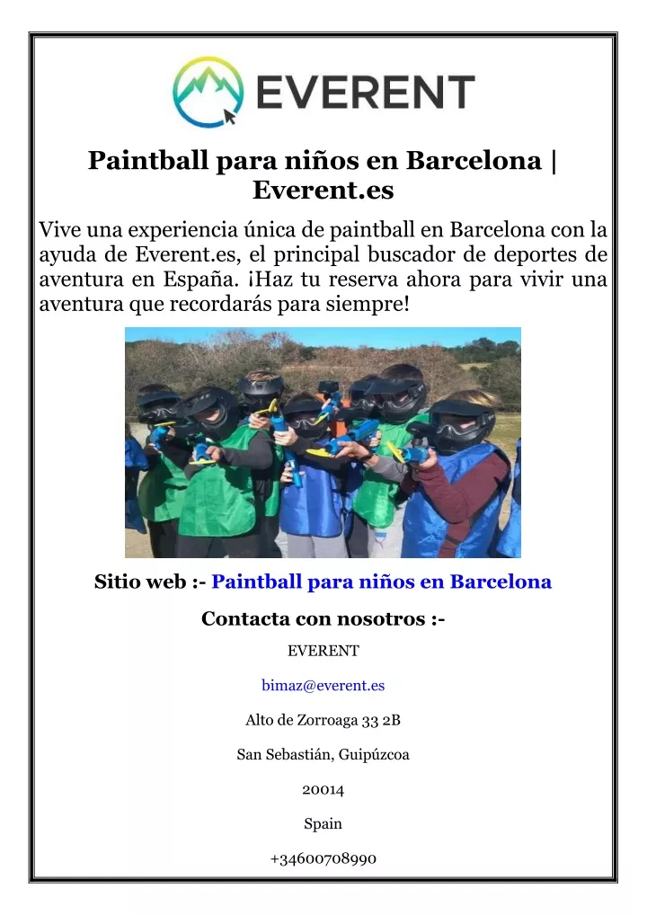 paintball para ni os en barcelona everent es