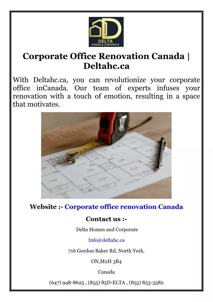 corporate office renovation canada deltahc ca