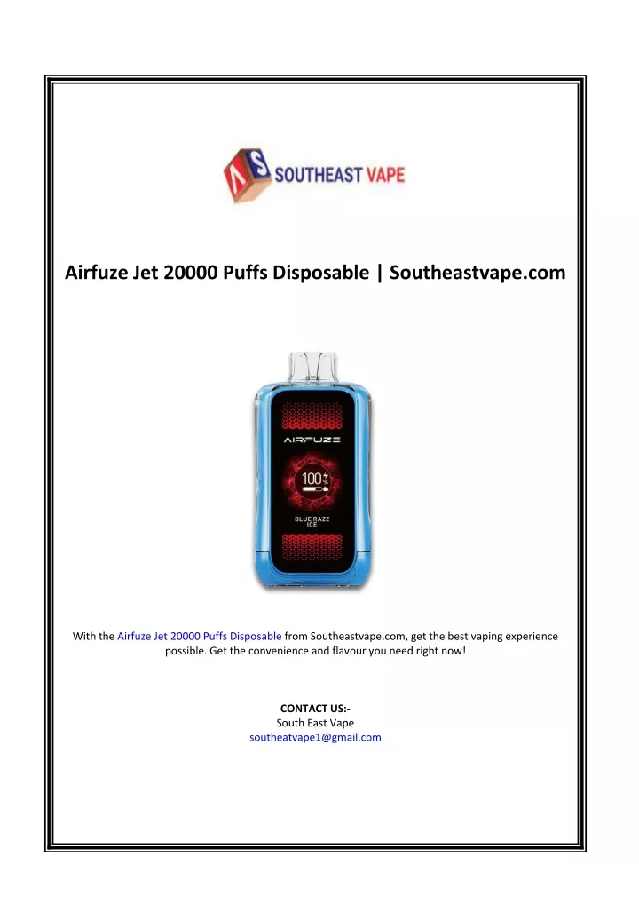 airfuze jet 20000 puffs disposable southeastvape