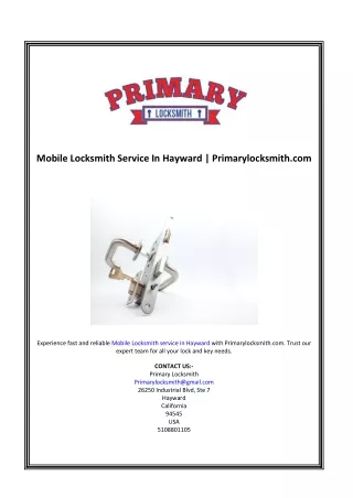 mobile locksmith service in hayward