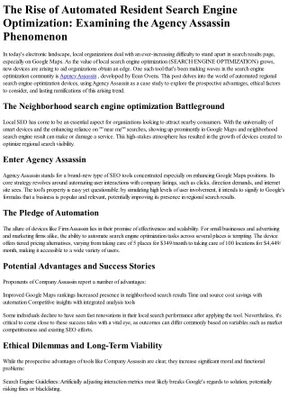 The Rise of Automated Local SEO: Examining the Agency Assassin