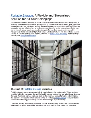 Portable Storage_ A Flexible and Streamlined Solution for All Your Belongings