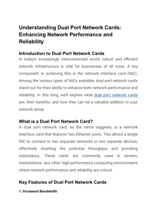 Understanding Dual Port Network Cards_ Enhancing Network Performance and Reliability