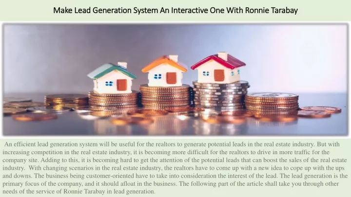 make lead generation system an interactive one with ronnie tarabay