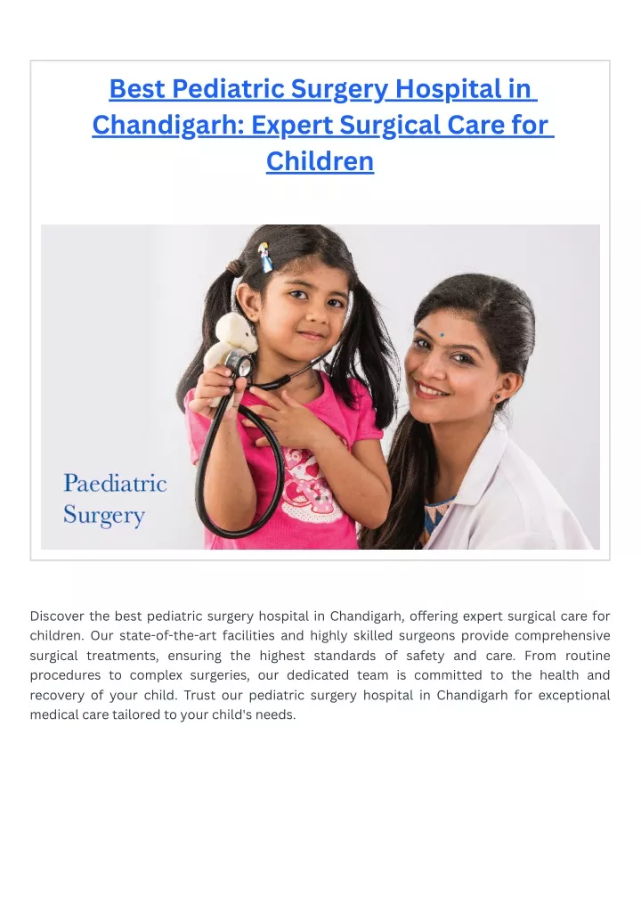 best pediatric surgery hospital in chandigarh