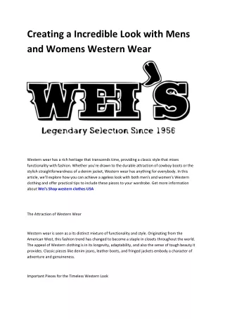 Wei's - buy western clothing in US