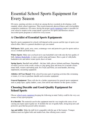 Essential School Sports Equipment for Every