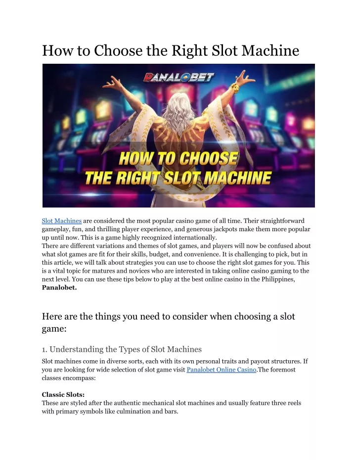 how to choose the right slot machine