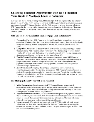 Mortgage Loan in Salumber