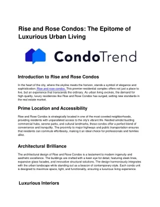 rise and rose condos the epitome of luxurious