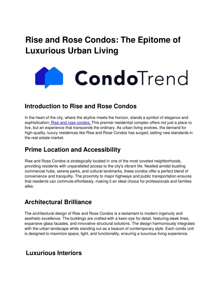 rise and rose condos the epitome of luxurious