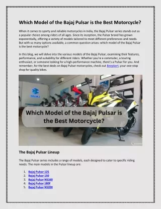 which model of the bajaj pulsar is the best