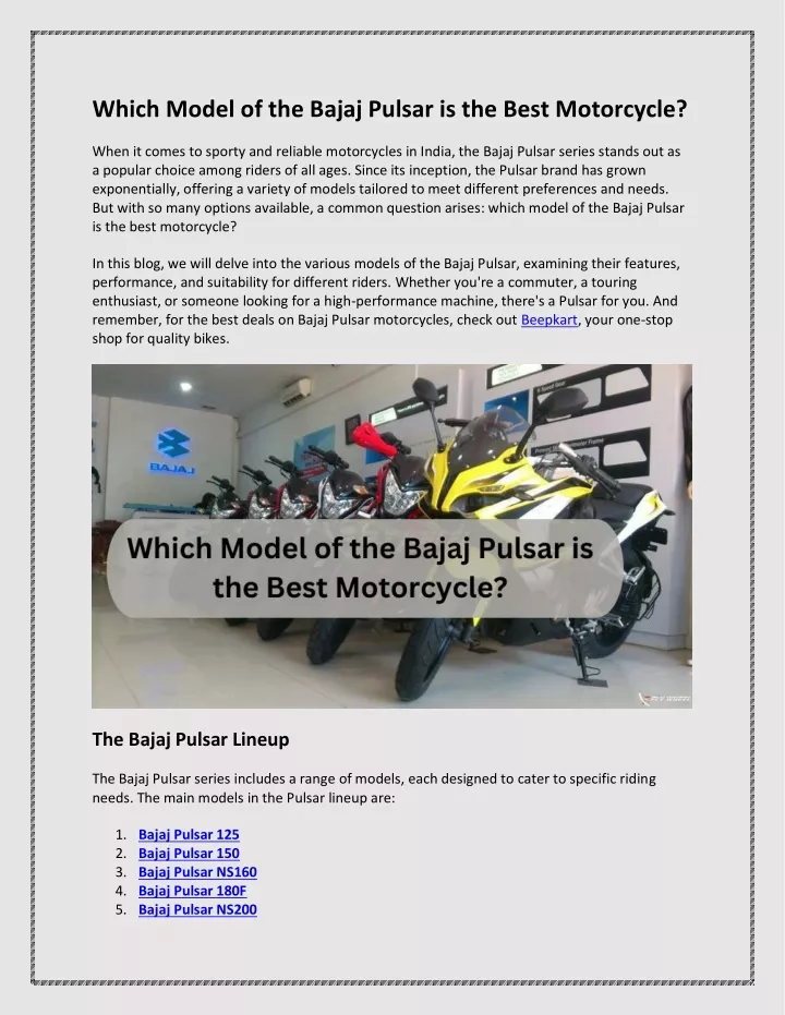 which model of the bajaj pulsar is the best