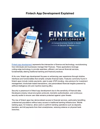 Fintech App Development Explained