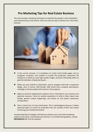 Pro Marketing Tips for Real Estate Business 