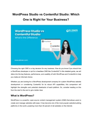 WordPress Studio vs Contentful Studio Which One is Right for Your Business