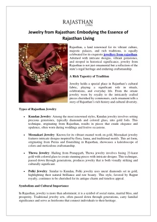 Jewelry from Rajasthan Embodying the Essence of Rajasthan Living