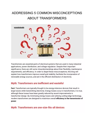 ADDRESSING 5 COMMON MISCONCEPTIONS ABOUT TRANSFORMERS