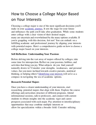 How to Choose a College Major Based on Your Interests