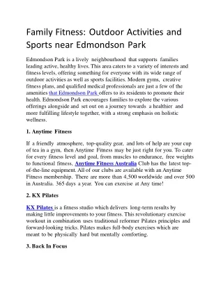 Family Fitness: Outdoor Activities and Sports near Edmondson Park