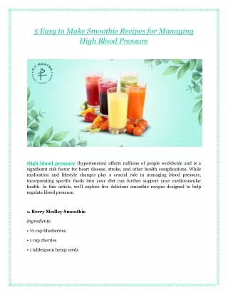 5 Easy to Make Smoothie Recipes for Managing High Blood Pressure