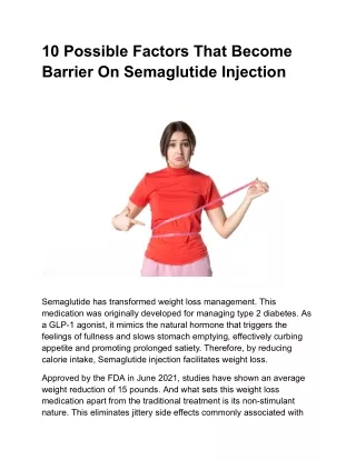 10 Possible Factors That Become Barrier On Semaglutide Injection