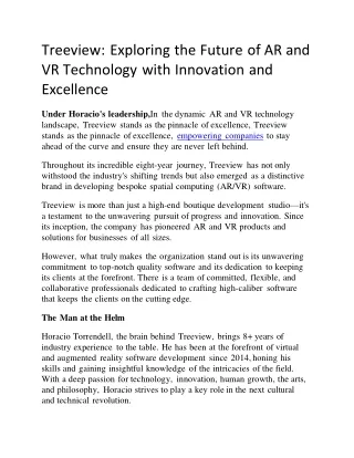 Treeview: Exploring the Future of AR and VR Technology with Innovation and Excel