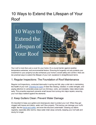 10 Ways to Extend the Lifespan of Your Roof
