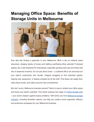 Managing Office Space: Benefits of Storage Units in Melbourne