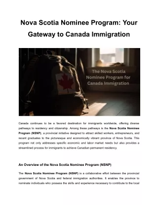 nova scotia nominee program your