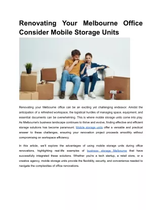 Renovating Your Melbourne Office Consider Mobile Storage Units