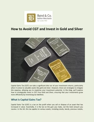 how to avoid cgt and invest in gold and silver