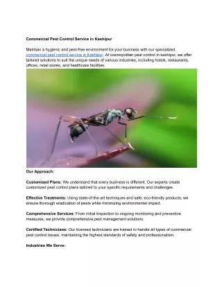 Commercial  Pest Control Service in Kashipur