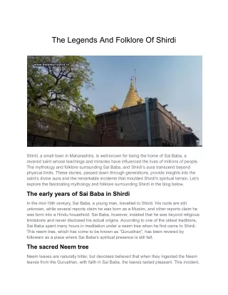 The Legends And Folklore Of Shirdi