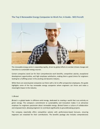 the top 5 renewable energy companies to work