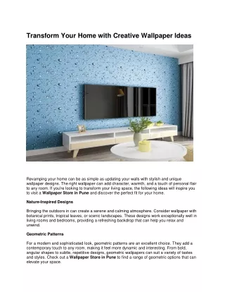 Transform Your Home with Creative Wallpaper Ideas