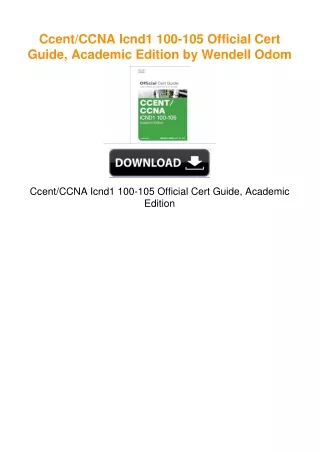 Ccent/CCNA Icnd1 100-105 Official Cert Guide, Academic Edition by Wendell